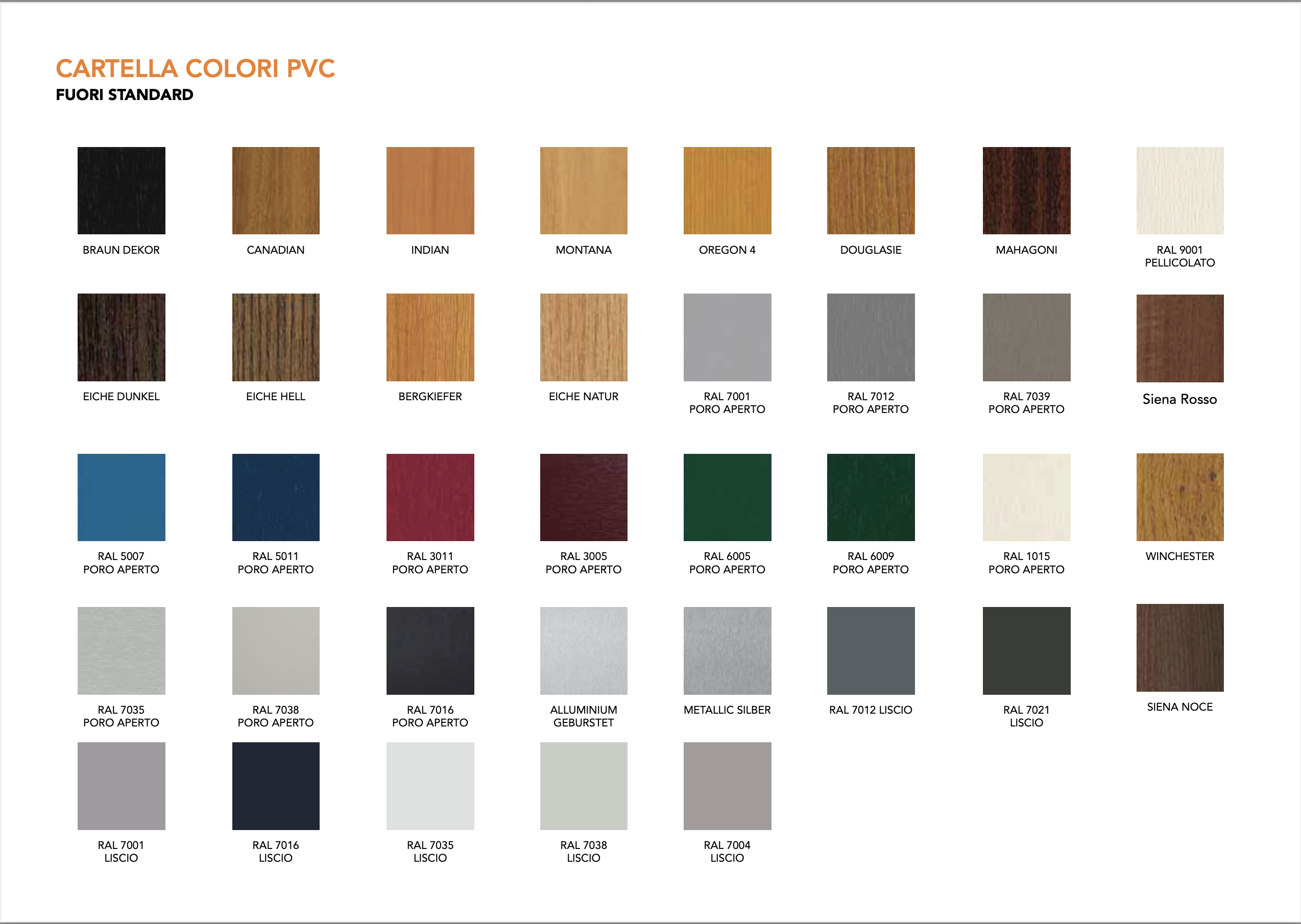 Finiture disponibili PVC